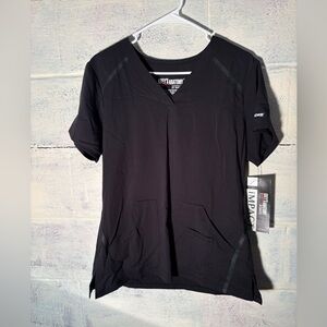 Grey's Anatomy Scrub Top Impact Women 3 Pockets Cross Over V-Neck black sz M NWT